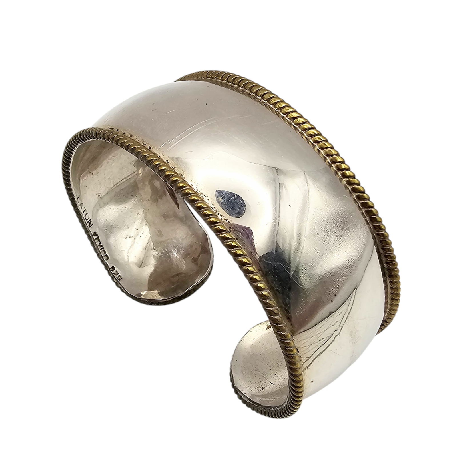 Latin Mexico Sterling Silver Thick Cuff Bracelet (1 of 3)