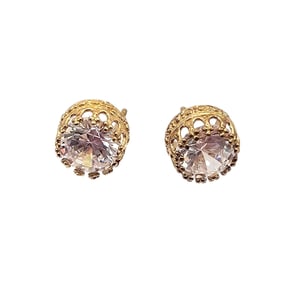 Clear Stone 10K Gold Earrings 1.3 G