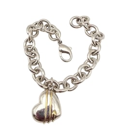 Tiffany & Co 18K Gold Sterling Silver Cupid's Heart Bracelet 48.8 G