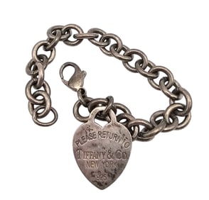 Tiffany & Co Sterling Silver Heart Bracelet 34.3 G