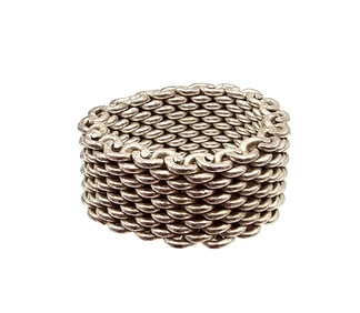Tiffany & Co Somerset Mesh Sterling Silver Ring Sz 6.25 10.7 G