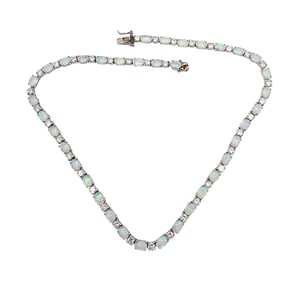 Opal Sterling Silver Link Necklace 25.5 G