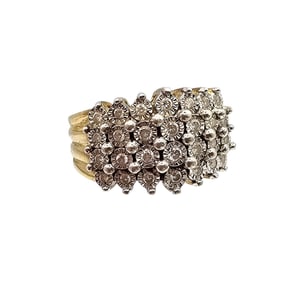 VD Diamond Gold Over Sterling Silver Cocktail Ring Sz 5.75 7.3 G