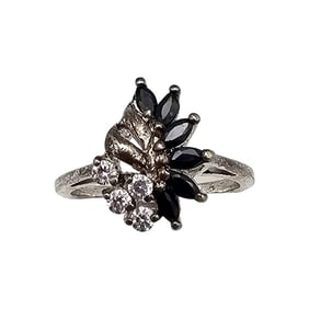 JR Sapphire Sterling Silver Cocktail Ring Sz 7.5 3.2 G