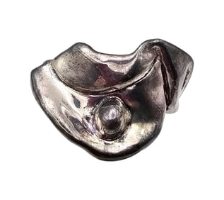 Isreal Sterling Silver Modernist Brutalist Hollow Form Bracelet 70.3 G