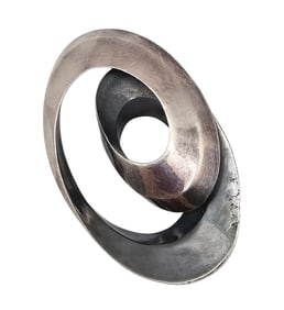 Isreal Sterling Silver Modernist Double Circle Pendant 30.2 G