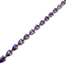 UT Cubic Zirconia Gold Over Sterling Silver Tennis Bracelet 15.3 G
