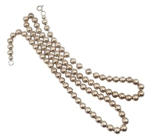 Sterling Silver Bead Necklace 55.8 G