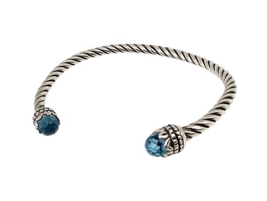 SU Rhinestone Sterling Silver Cuff Bracelet 10 G