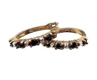 Ross Simons Sapphire Gold Over Sterling Silver Hoop Earrings 3.4 G