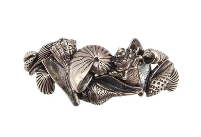 Kabana Sterling Silver Sea Shell Theme Cuff Bracelet 28 G