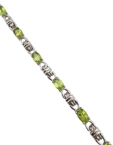 Peridot Sterling Silver Tennis Bracelet 10.7 G