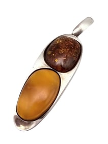 Amber Honey Amber Sterling Silver Large Pendant 22 G