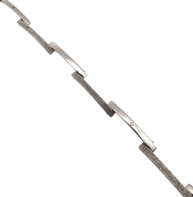 Diamond Sterling Silver Long Link Bracelet 17.8 G