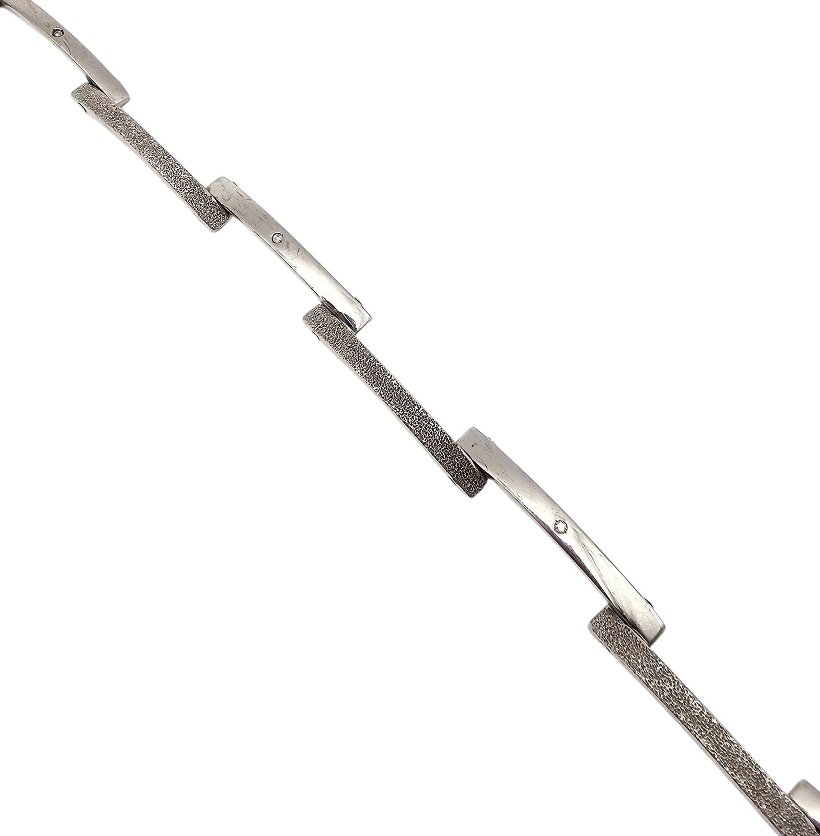 Diamond Sterling Silver Long Link Bracelet 17.8 G (1 of 4)