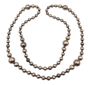 Sterling Silver Graduated Bead Necklace 68.6 G