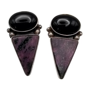 Stone And Glass Sterling Silver Triangle Earrings 20 G