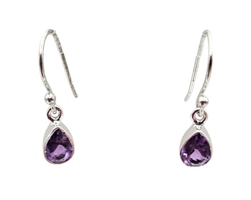 Sanchi & Filia P Designs New Genuine Amethyst Sterling Silver Drop Dangle Earrings 1.7 G