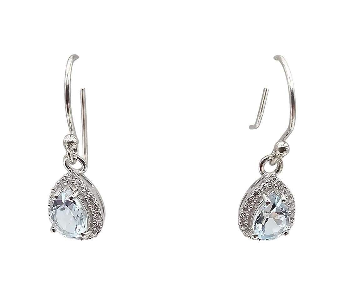 Sanchi & Filia P Designs New Genuine Topaz Sterling Silver Tear Shape Drop Dangle Earrings 2.1 G (1 of 4)