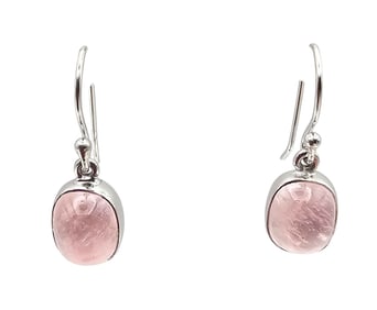 Sanchi & Filia P Designs New Genuine Morganite Sterling Silver Oval Drop Dangle Earrings 3.3 G