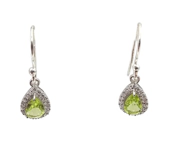 Sanchi & Filia P Designs New Genuine Peridot Sterling Silver Tear Shape Drop Dangle Earrings 1.9 G