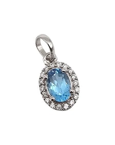 Sanchi & Filia P Designs New Genuine Topaz Sterling Silver Oval Pendant 1 G