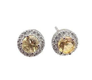 Sanchi & Filia P Designs New Genuine Citrine Sterling Silver Round Earrings 1.7 G