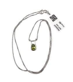 Sanchi & Filia P Designs New Genuine Peridot Sterling Silver Pendant Box Chain Necklace 3.9 G