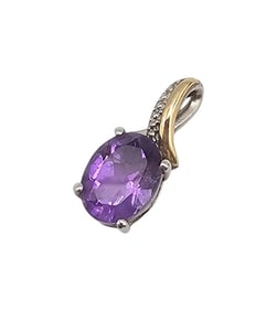 RLBO Amethyst 10K Gold Sterling Silver Pendant 1.3 G