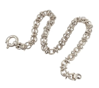 Italy Sterling Silver Thick Double Link Chain Necklace 64.5 G