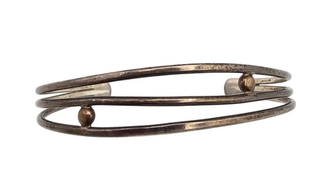 14K Gold Sterling Silver Cuff Bracelet 15.3 G