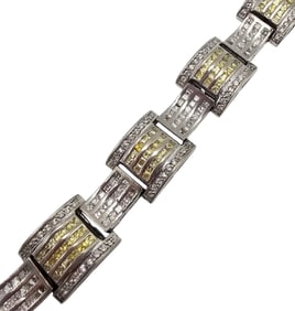 SC Rhinestone Sterling Silver Link Bracelet 64.4 G
