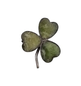 England Agate Sterling Silver 3 Leaf Clover Brooch 2.4 G