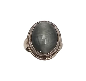 Gray Cat Eye Sterling Silver Ring Sz 4.75 6.5 G