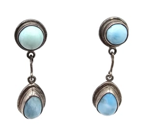 VIB Larimar Turquoise Sterling Silver Drop Dangle Earrings 8 G