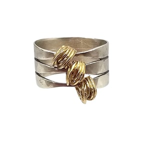 Israel Sterling Silver Two-Tone Modernist Ring Sz 9 5.5 G