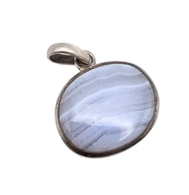 SJ Blue Lace Agate Sterling Silver Pendant 13 G