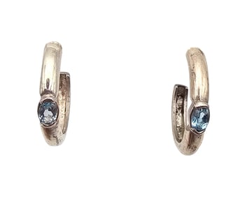 Topaz Sterling Silver Hoop Earrings 4.2 G