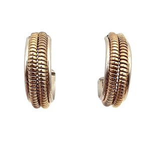 Sterling Silver Two-Tone Coil Hoop Earrings 8 G