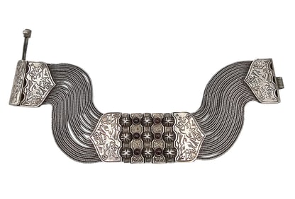 Signed Amethyst Sterling Silver Etruscan Multi Strand Bracelet 69.7 G