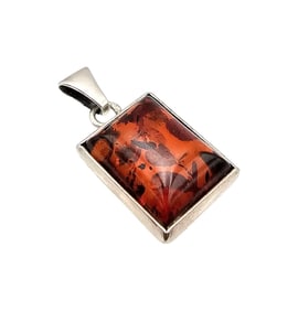 Amber Sterling Silver Pendant 2.3 G
