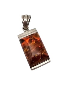 Amber Sterling Silver Pendant 5.3 G