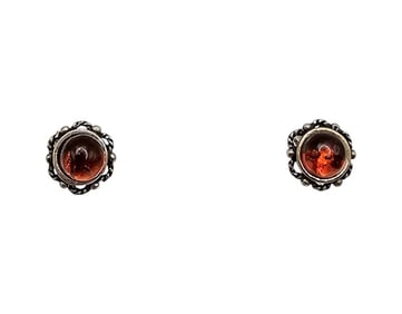 Amber Sterling Silver Earrings 1.6 G