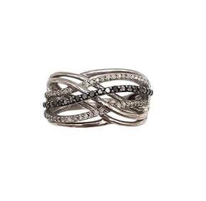 BS Diamond Sterling Silver Cocktail Ring Sz 7.75 5.4 G