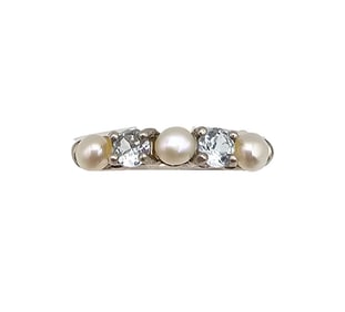 Topaz Pearl Sterling Silver Cocktail Ring Sz 5.75 2.6 G
