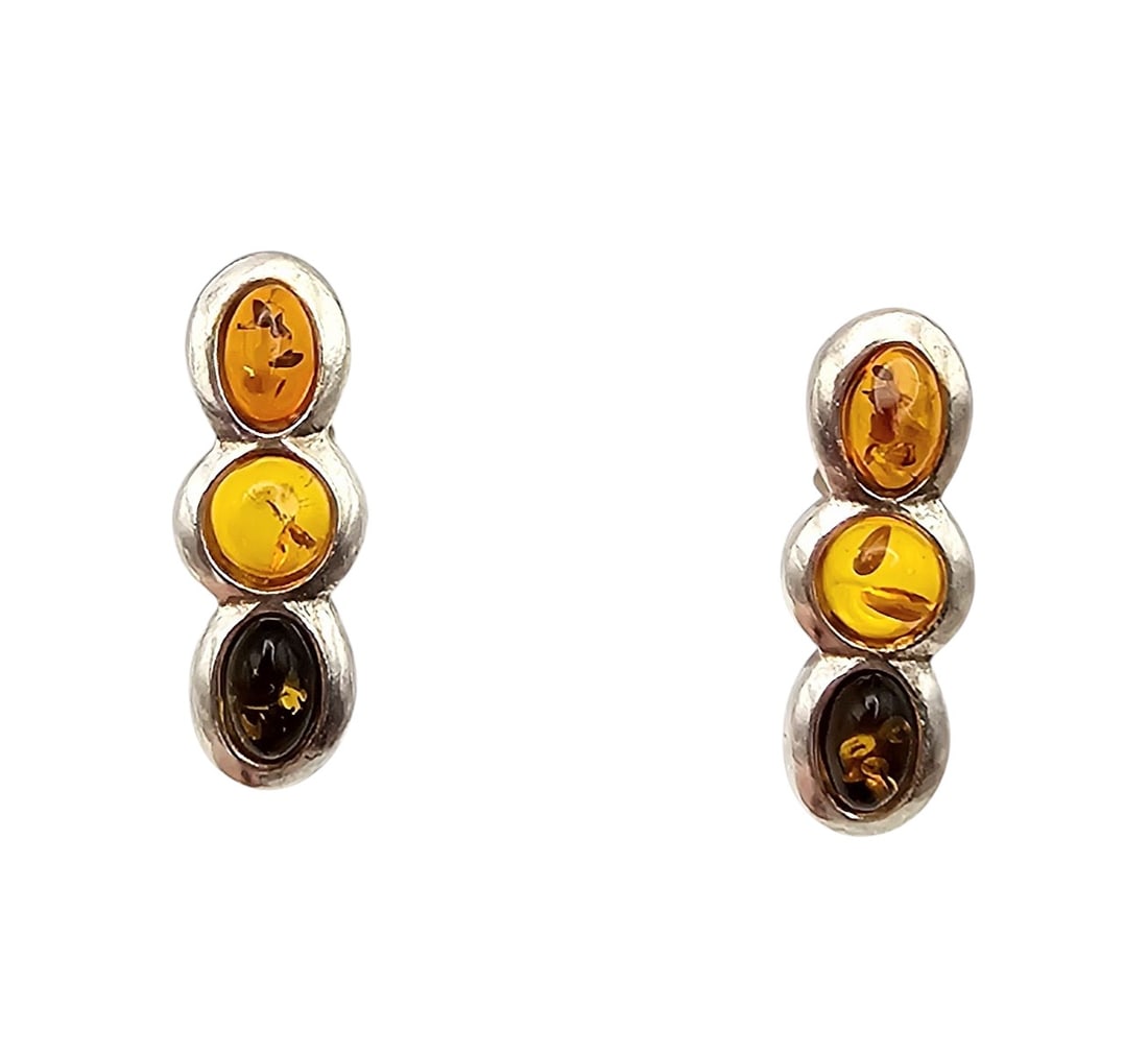 Amber Sterling Silver Earrings 4.6 G (1 of 4)