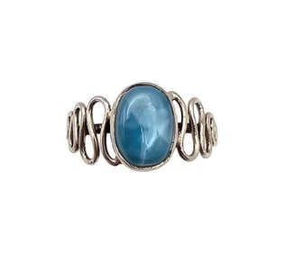 Larimar Sterling Silver Ring Sz 7 2.8 G