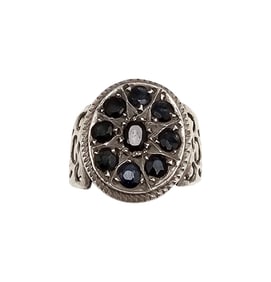 Sapphire Sterling Silver Cocktail Ring Sz 7.5 5.1 G