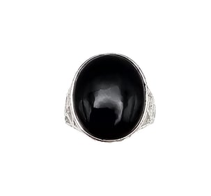 CW Onyx Sterling Silver Ring Sz 6.5 4.8 G