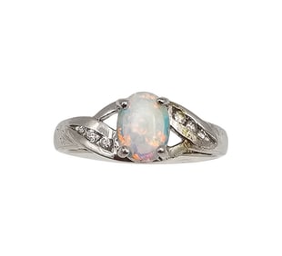 RJ Opal Sterling Silver Cocktail Ring Sz 8.75 2.8 G
